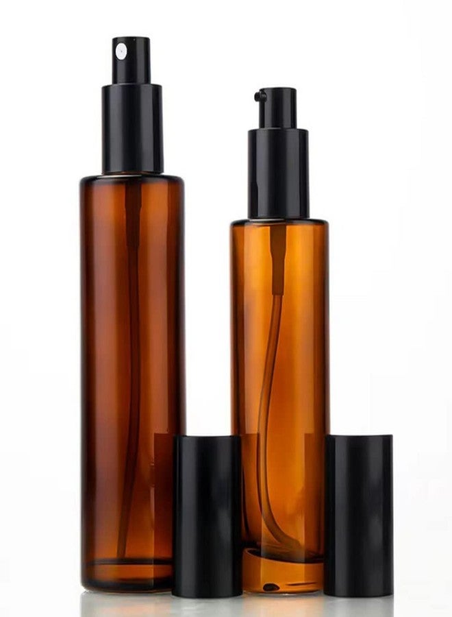 ASTRQLE 2 Pcs 100ml 3.4oz Amber Glass Travel Bottles for Toiletries with Black Pump Refillable Cosmetic Cream Pump Bottle Travel Lotion Dispenser Soap Dispenser Cosmetics Containers Bottle Vial - Image 5