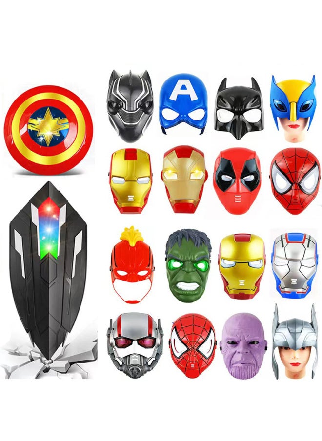 Generic Halloween Children's Luminous Mask Spider-Man Captain America Iron Man Hulk Batman Shield Sound And Light Sword-Color:(Steel) Launch Gloves  - Image 2