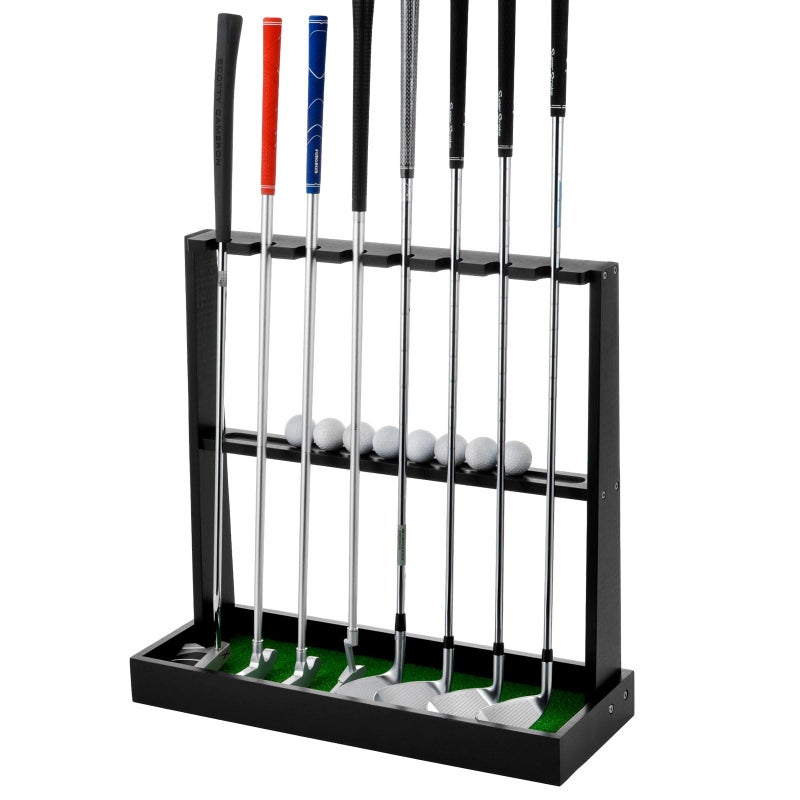 XCSOURCE Wooden Golf Putter Stand, Golf Club Holder Stand Floor Display Rack, Golf Club Rack for 8 Clubs and 12 Balls Storage, Golf Club Organizer for Indoor Home Office Club Simulator - Image 1