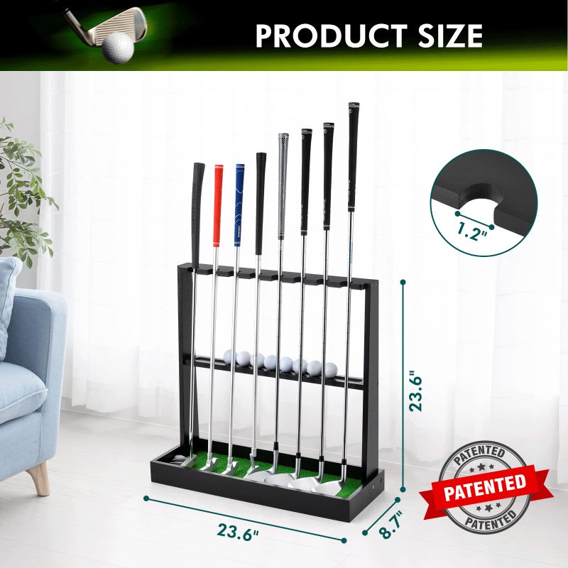 XCSOURCE Wooden Golf Putter Stand, Golf Club Holder Stand Floor Display Rack, Golf Club Rack for 8 Clubs and 12 Balls Storage, Golf Club Organizer for Indoor Home Office Club Simulator - Image 5