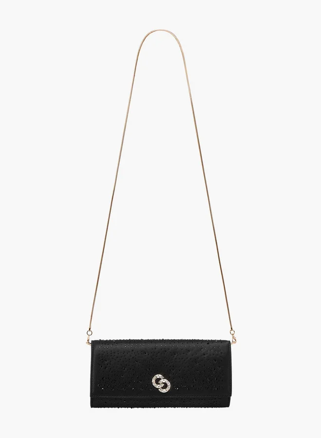 Celeste Embellished Crossbody  Bag with Chain Strap and Button Closure