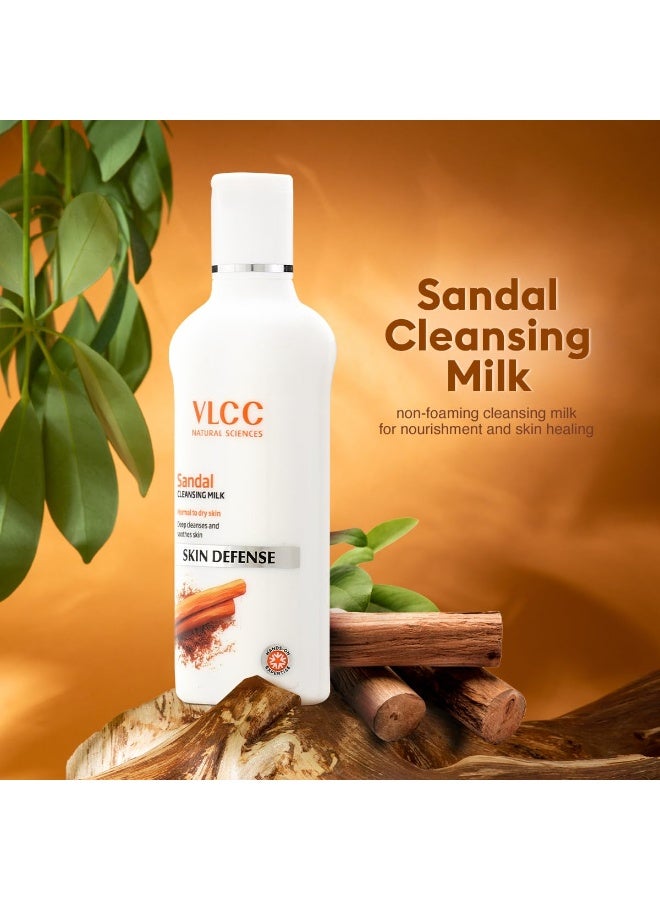 VLCC Sandal Cleansing Milk 100ml | Deep Clean Face Cleanser | Removes Dirt & Makeup | Glowing Skin - Image 4