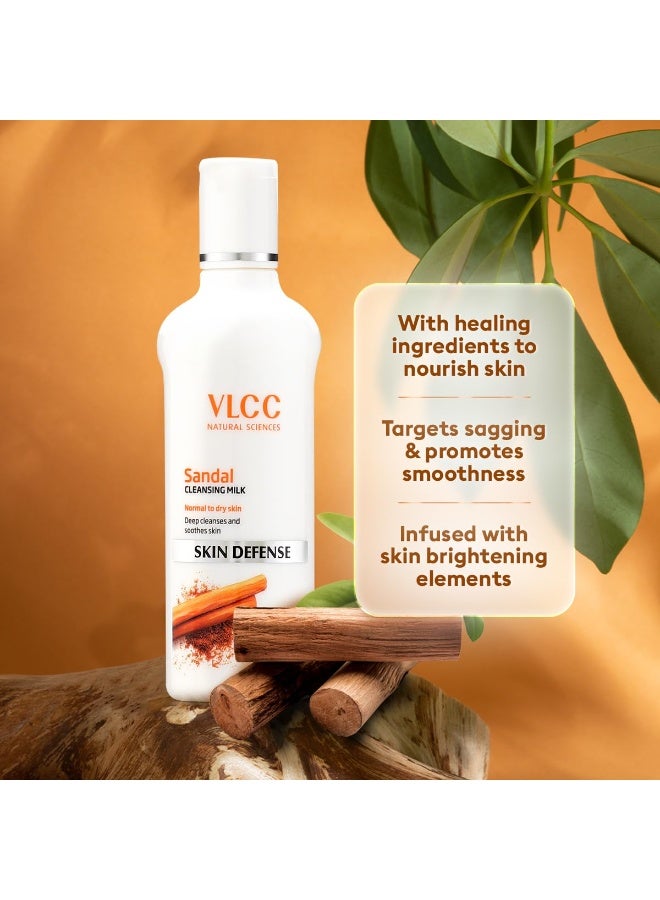 VLCC Sandal Cleansing Milk 100ml | Deep Clean Face Cleanser | Removes Dirt & Makeup | Glowing Skin - Image 5
