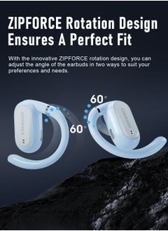 ZIPFORCE ZIPFORCE True Wireless Earbuds, Open Ear Bluetooth 5.4 Headphones 4-Mics ENC Clear Call, OWS Bluetooth Earbuds Touch Control, IPX6 Waterproof TWS, Light-Weight Earphones  - Image 2