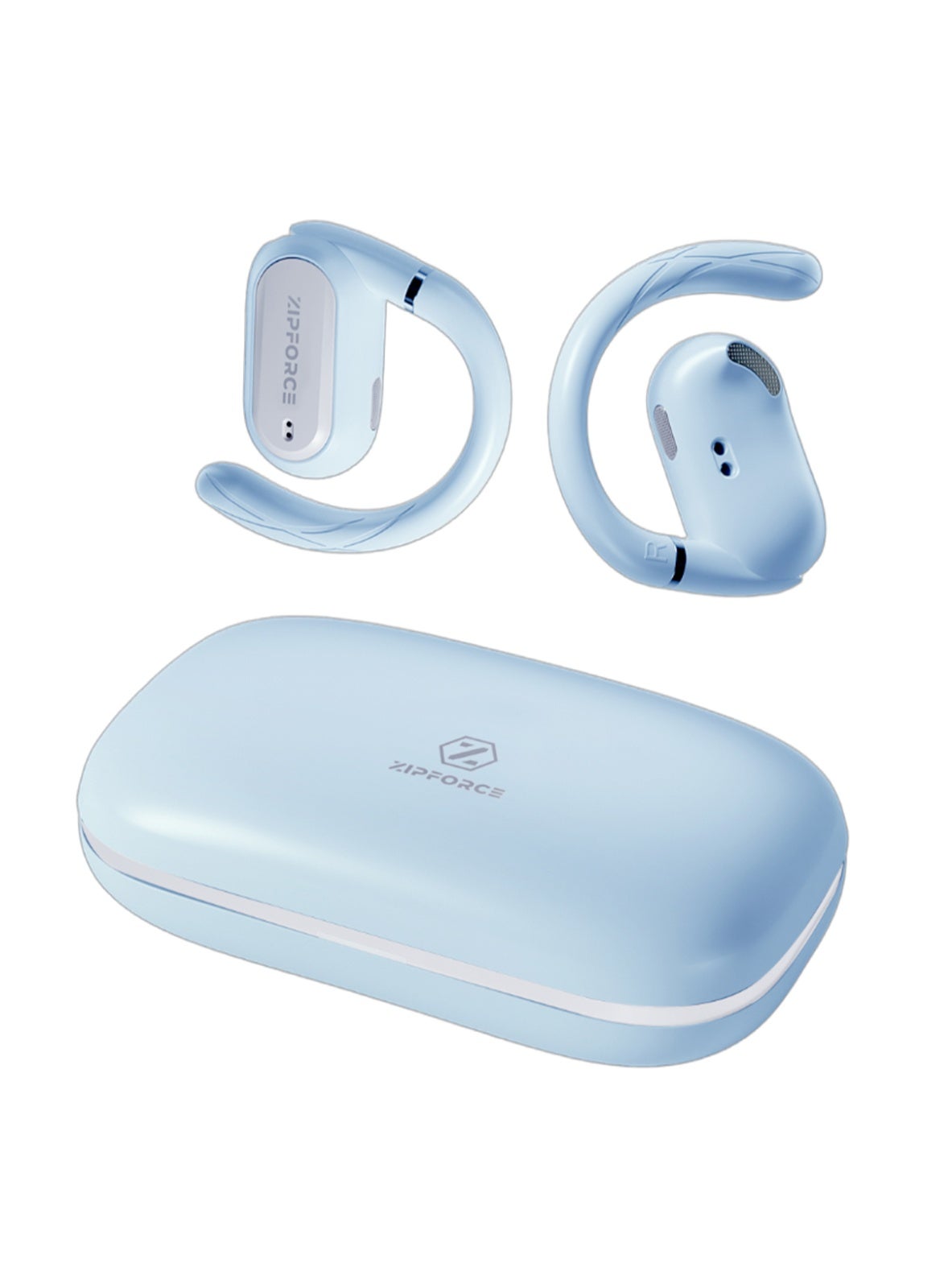 ZIPFORCE True Wireless Earbuds, Open Ear Bluetooth 5.4 Headphones 4-Mics ENC Clear Call, OWS Bluetooth Earbuds Touch Control, IPX6 Waterproof TWS, Light-Weight Earphones