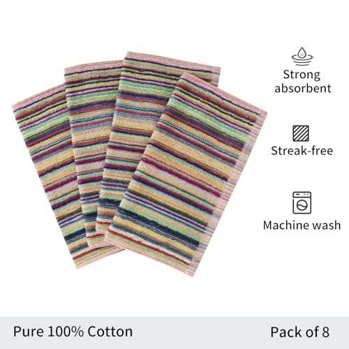 Oeleky Kitchen Dishcloths for Washing Dishes, Ultra Absorbent Dish Rags, Cotton Cleaning Cloths Pack of 8, 12x12 Inches (multi-1, 12x12 inch) - Image 3