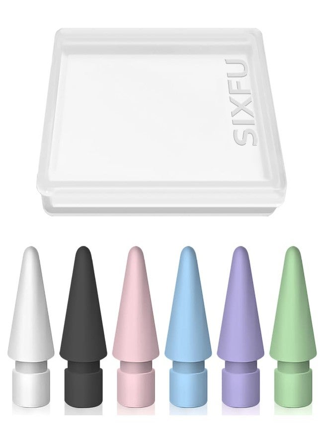 SIXFU 6 Color Tips for Apple Pencil tip, Apple Pen Tip Compatible with iPad Pencil Tip with Cover Case for Apple Pencil Pro/USB-C/ 1st Gen/ 2nd Generation iPencil(White,Black,Pink,Blue,Purple,Green) - Image 1