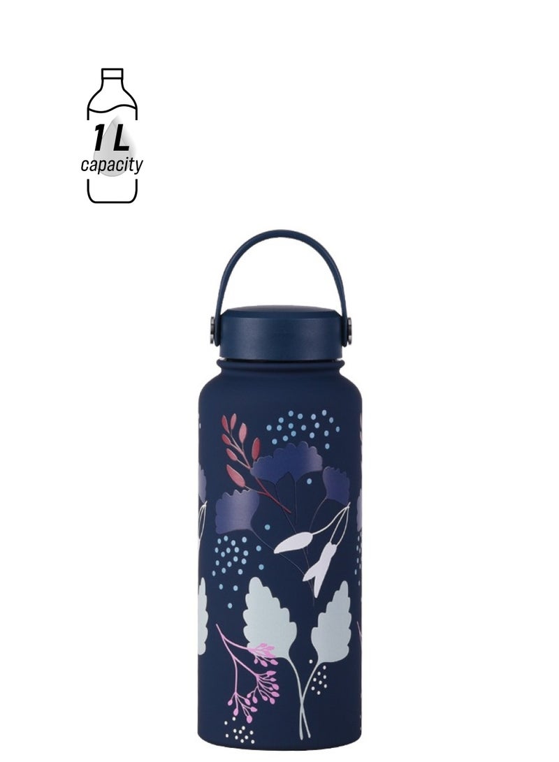 general 1L thermos mug, large capacity, wide mouth, portable vacuum water bottle, printed sports water bottle, outdoor printed water bottle - Image 1