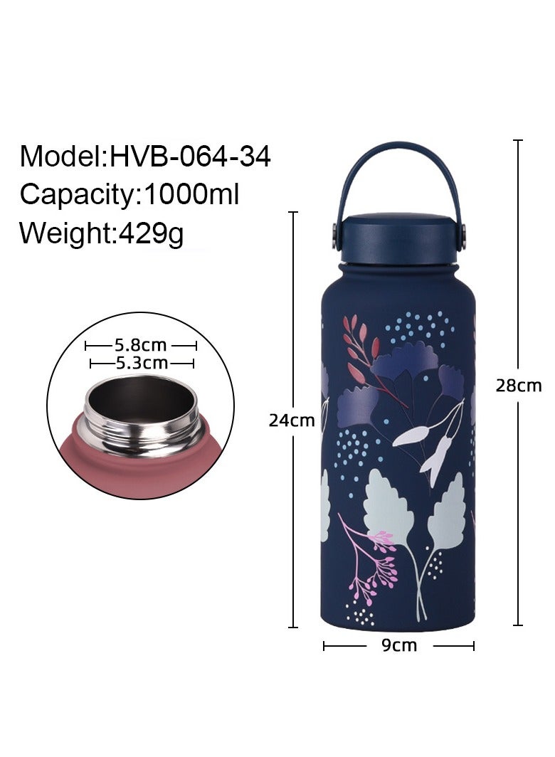 general 1L thermos mug, large capacity, wide mouth, portable vacuum water bottle, printed sports water bottle, outdoor printed water bottle - Image 2