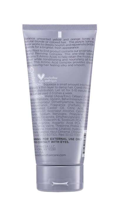 ROOT TO END Root Purple Hair Mask Strand Reviving 6 fl oz Cruelty Free Vegan NO SLS/SLES, Parabens/Phthalates, Silicic Acid or Mineral Oils - Image 2