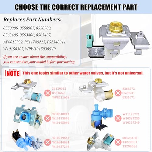 eHuangTools W10158389 Dishwasher Water Inlet Valve - WPW10158389 Dishwasher Water Valve Replacement Parts 8558986 AP6015932 PS11749213 W10158387 - Image 3