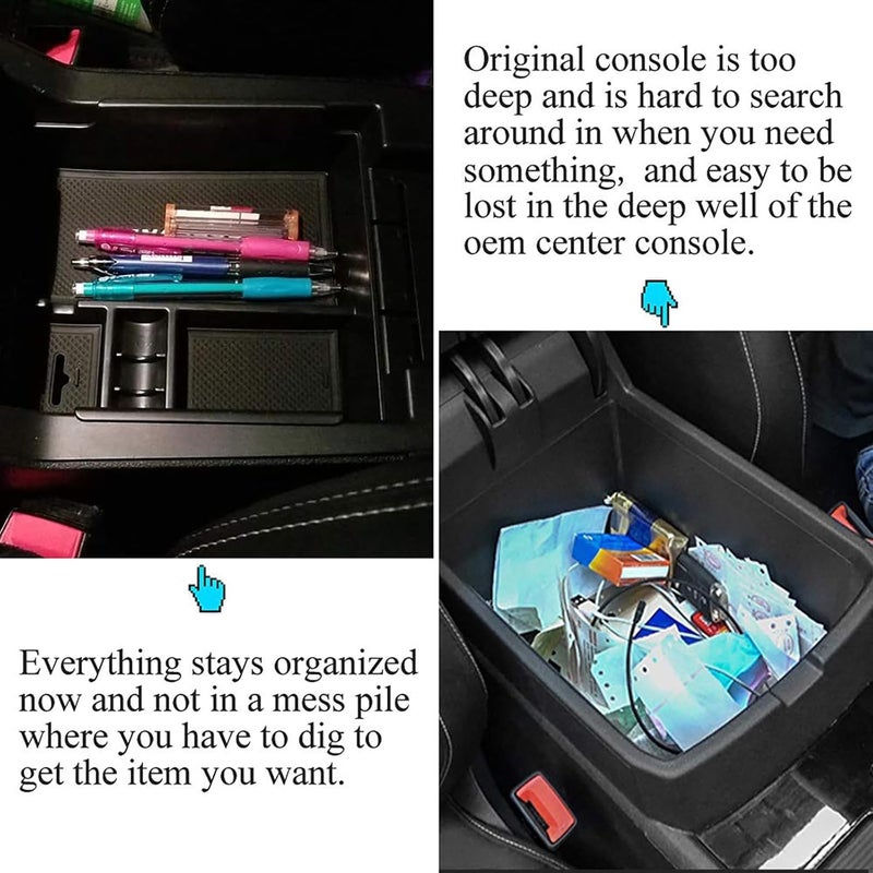 X Spring Armrest Storage Box - ABS Center Console Organizer Tray with Non-Slip Design, Black - Image 2