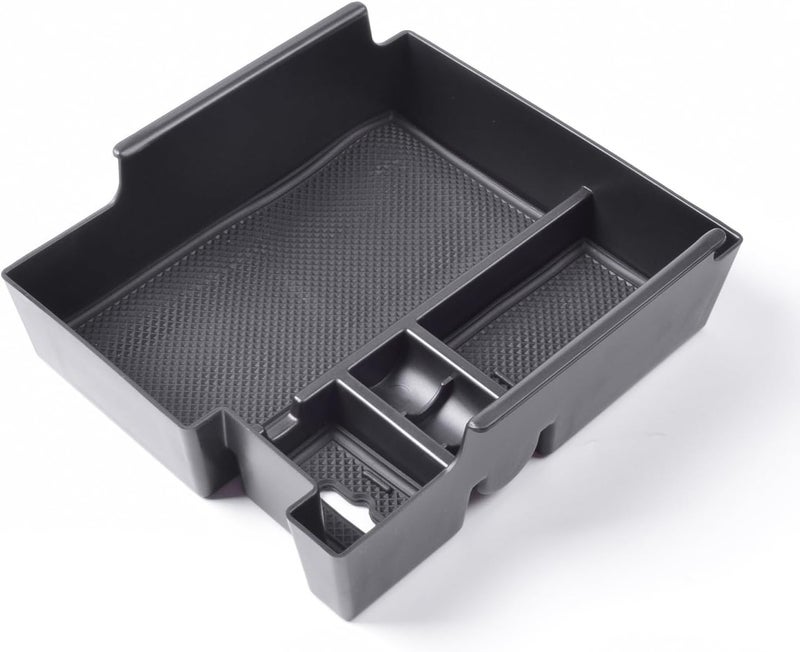 X Spring Armrest Storage Box - ABS Center Console Organizer Tray with Non-Slip Design, Black - Image 1