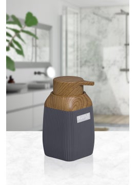 ‎okyanus Home Ocean Home Wood Patterned Anthracite Striped Square Liquid Soap Dispenser  - Image 1