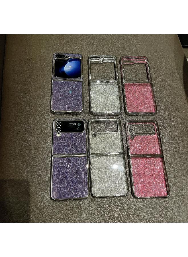 S-TOP Case For Samsung Galaxy Z Flip5 PC Side Buckle+Ripples Glitter Paper Full Coverage Phone Case - Image 4