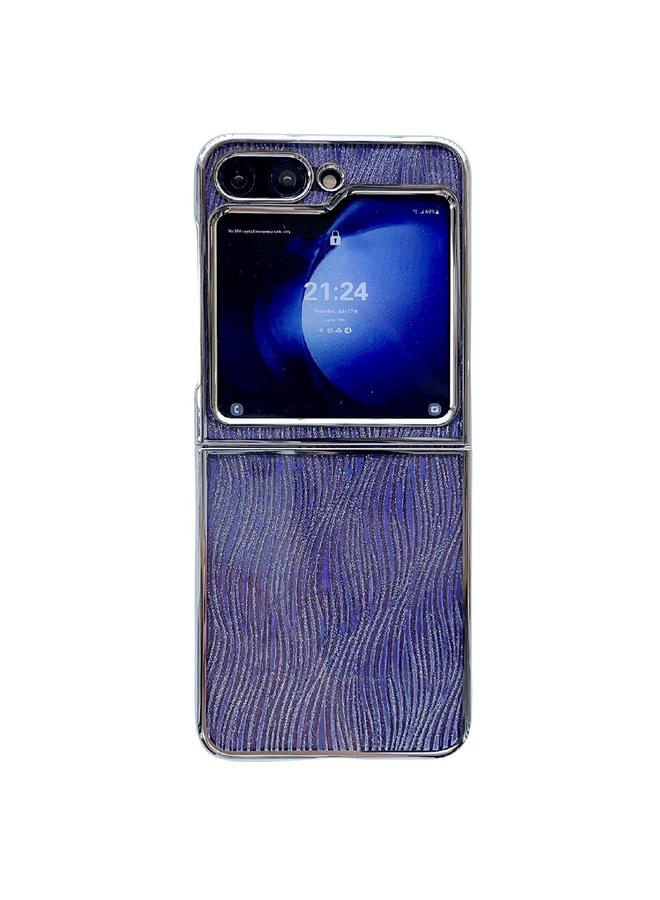 S-TOP Case For Samsung Galaxy Z Flip5 PC Side Buckle+Ripples Glitter Paper Full Coverage Phone Case - Image 1