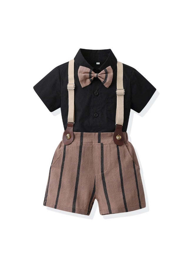 KUYING New Style Collar Single Breasted Cardigan Shoulder Strap Shorts Two-Piece Set
