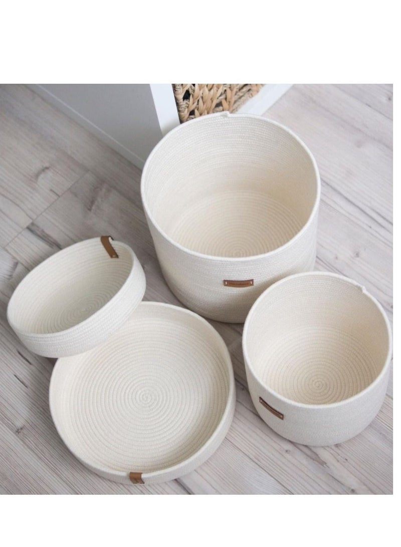 handmade macrame off white toy baskets/ plant pot basket