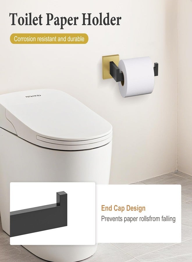 TURS Bathroom Accessory Set Black and Gold Towel Ring Set Stainless Steel Toilet Paper Holder Towel Ring Robe Hook Wall Mount - Image 2