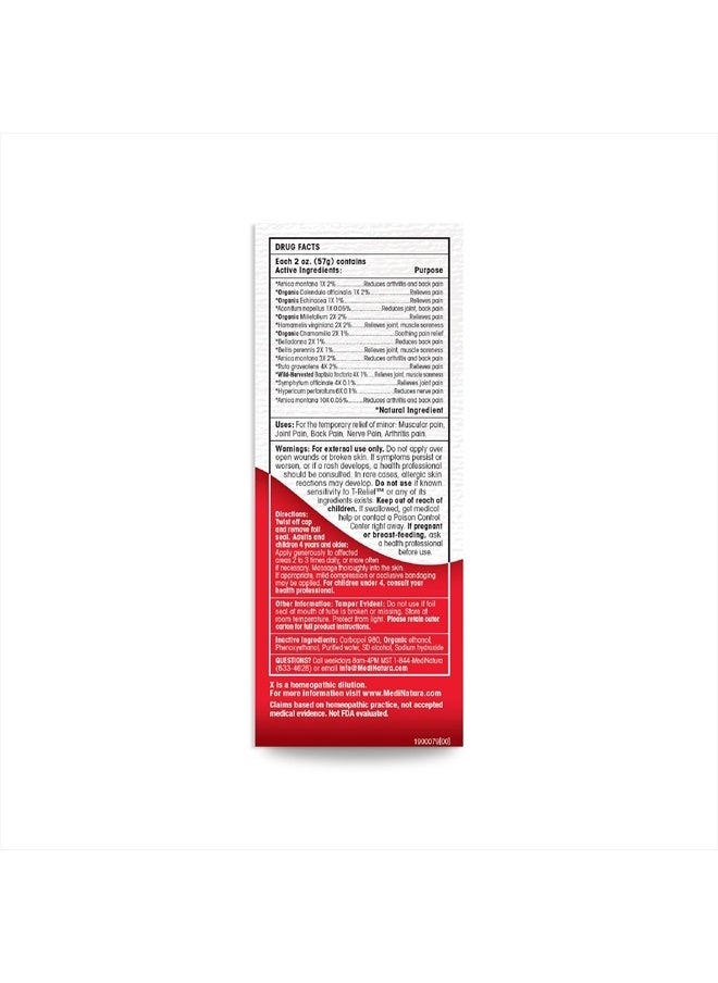 MediNatura T-Relief Arnica +12 Gel Natural Actives for Back Joint Soreness Muscle Aches & Stiffness Whole Body Fast Acting Homeopathic Rub for Women & Men - 2 oz  - Image 2