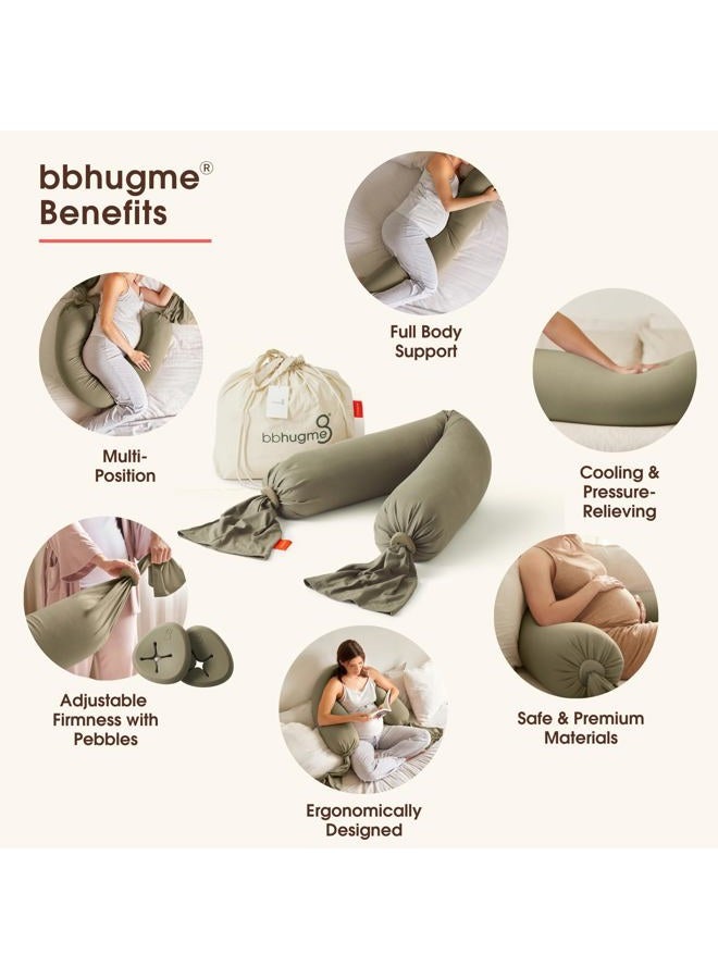 BBHugme Pregnancy Pillow Long Body Pillow with Cooling Technology Ideal Pregnancy & Nursing Pillow Comfortable Body Support and Versatile Multi-Use Maternity Pillow - Dusty Olive - Image 2