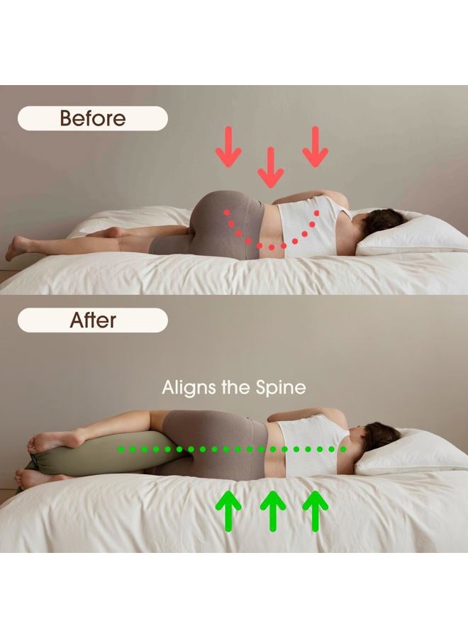 BBHugme Pregnancy Pillow Long Body Pillow with Cooling Technology Ideal Pregnancy & Nursing Pillow Comfortable Body Support and Versatile Multi-Use Maternity Pillow - Dusty Olive - Image 4