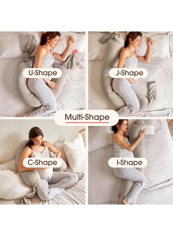 BBHugme Pregnancy Pillow Long Body Pillow with Cooling Technology Ideal Pregnancy & Nursing Pillow Comfortable Body Support and Versatile Multi-Use Maternity Pillow - Dusty Olive - Image 5