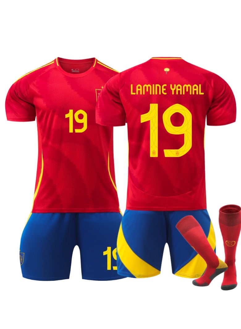 Generic 2024 Spanish European Championship Italy Home Football Kits Lamine Yamal #19 Fans Football Jersey/Shorts Socks Gift Set  and Adult Size  - Image 1