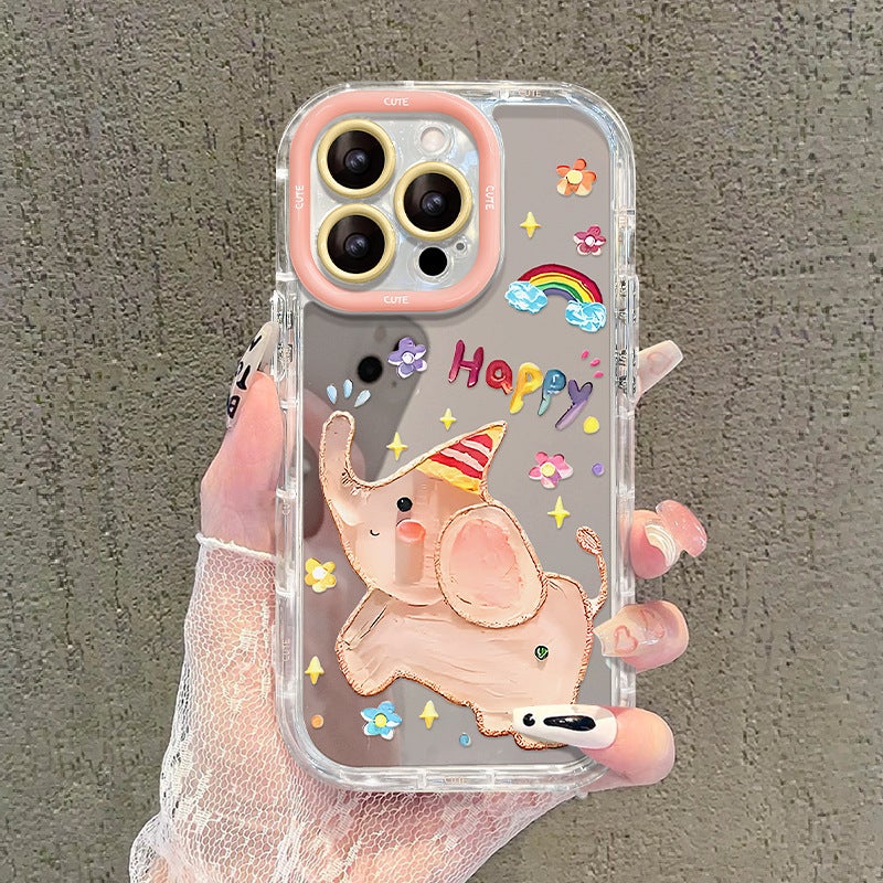 Ins Oil Painting Elephant Suitable for Iphone16 Apple Phone Case 15Promax Cute Anti-Fall 14 Mirror 13/12 - Image 2