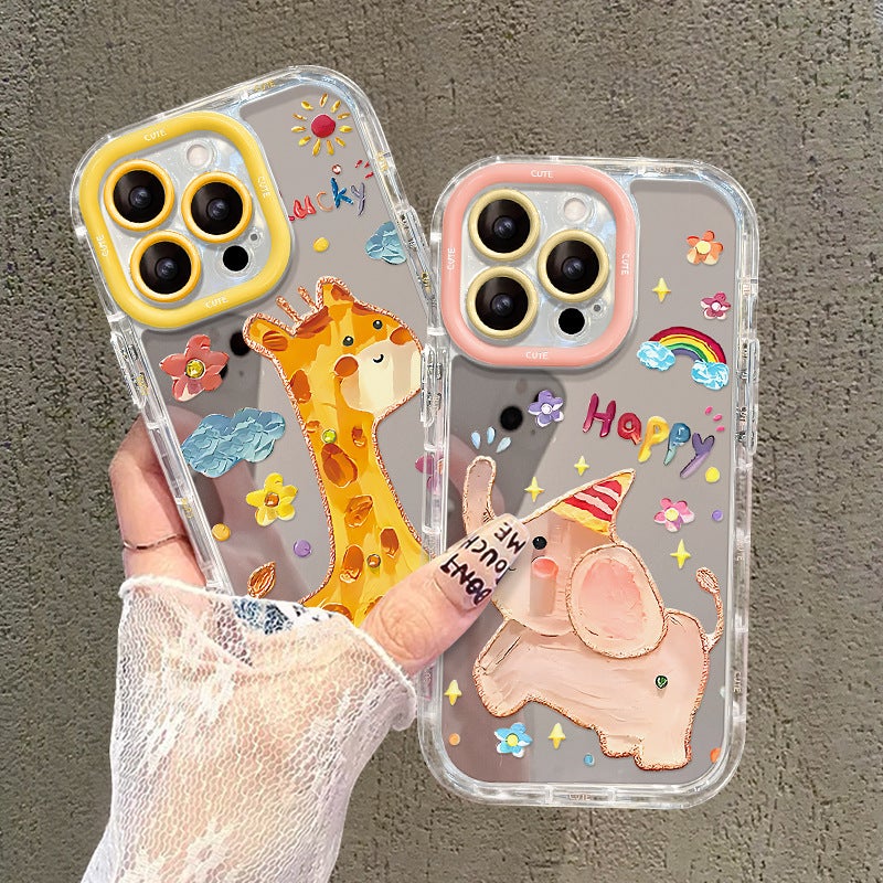 Ins Oil Painting Elephant Suitable for Iphone16 Apple Phone Case 15Promax Cute Anti-Fall 14 Mirror 13/12 - Image 4