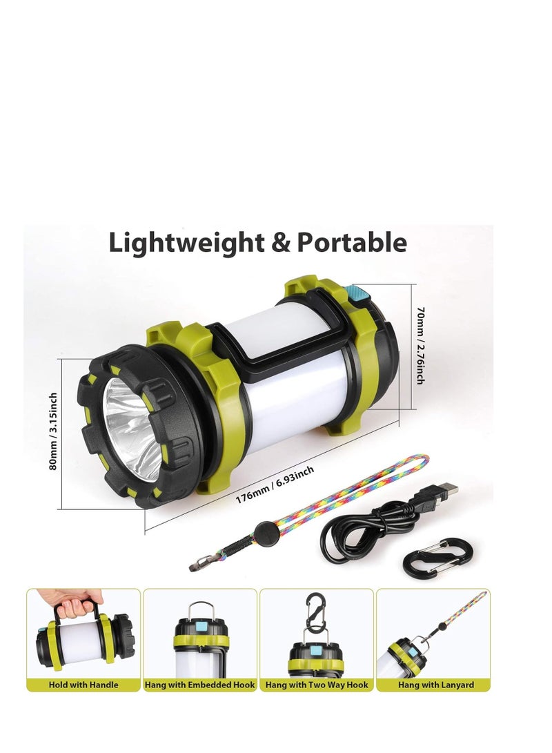 Portable Rechargeable Camping Lantern with 1000LM Brightness, 6 Lighting Modes, 4000mAh Power Bank, IPX5 Waterproof Design for Outdoor Emergency Use