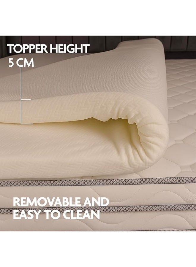 EASELIVING Gel-Infused Memory Foam Mattress Topper - 5cm Medium Soft Super King Mattress Topper | Breathable & Washable Cover | Cooling Bed Topper for Pressure Relief | Elastic Bands for Secure Fit (200x200 cm) - Image 3