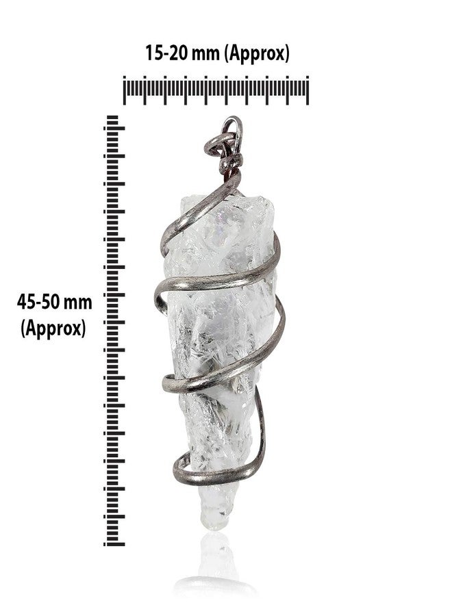 Crystu Clear Quartz Pendant Natural Wire Wrapped Crystal Stone Pendant/Locket with Metal Chain for Reiki Healing and Crystal Healing Gemstone Size 30-35 mm (Color : Clear) - Image 5