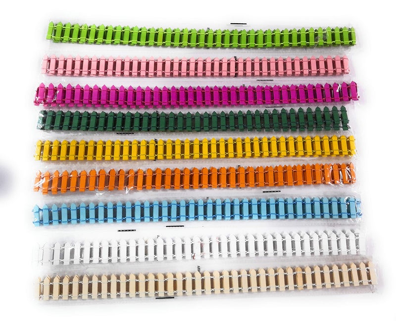 Ditya Crafts Wooden Miniature Garden Colourful Fencing for Art-Craft and DIY Project (Multicolor, 36"x 1") - Image 1