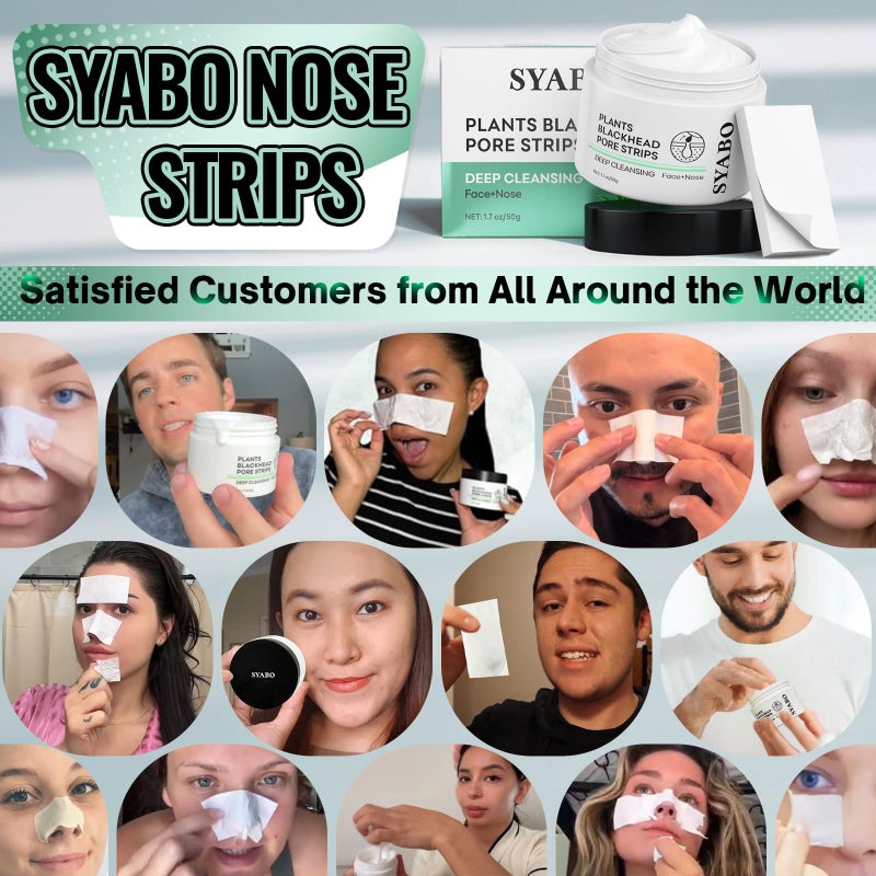 SYABO Blackhead Remover Peel Off Mask for Nose & Face - Blackhead Removal Kit with 100pcs Strips, Puntos Negros, 1.7oz - Image 2