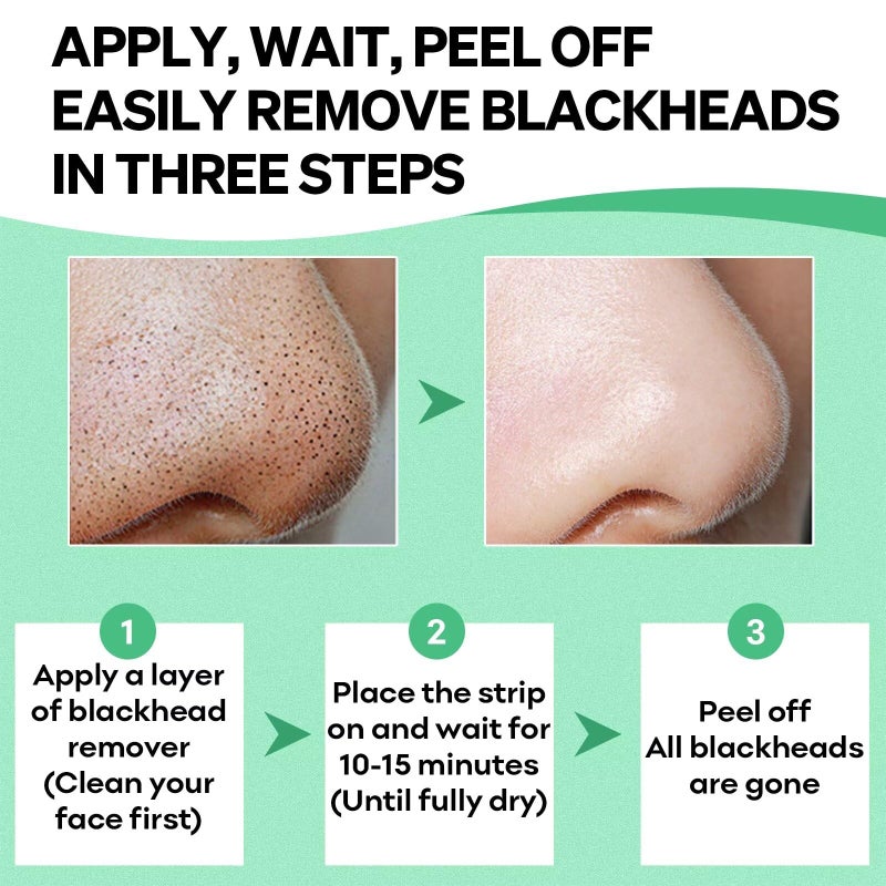 SYABO Blackhead Remover Peel Off Mask for Nose & Face - Blackhead Removal Kit with 100pcs Strips, Puntos Negros, 1.7oz - Image 5