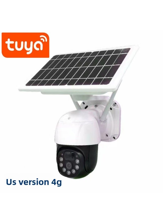 Generic Tuya Tuya Solar Surveillance Camera Outdoor Waterproof 4g Camera Mobile Phone Remote Hd Monitor-Body Color:4g Us Version Tuya Solar Camera + 128g Memory Card  - Image 1