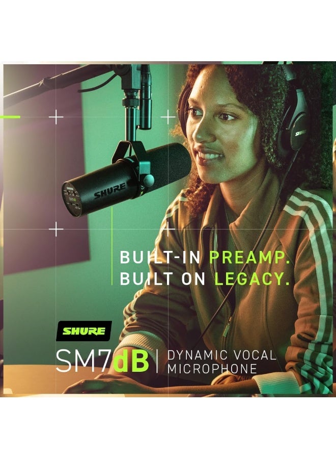Shure SM7dB Dynamic Vocal Microphone w/Built-In Preamp for Streaming, Podcast, & Recording - Image 5