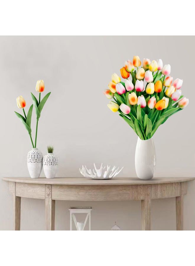 Sggvecsy 30 Pcs Fake Tulips Artificial Flowers Real Touch PU Faux Flowers Tulip Stems for Wedding Floral Arrangement Spring Bouquet Home Party Office Decorations for Mother's Day (Multi Colors) - Image 3