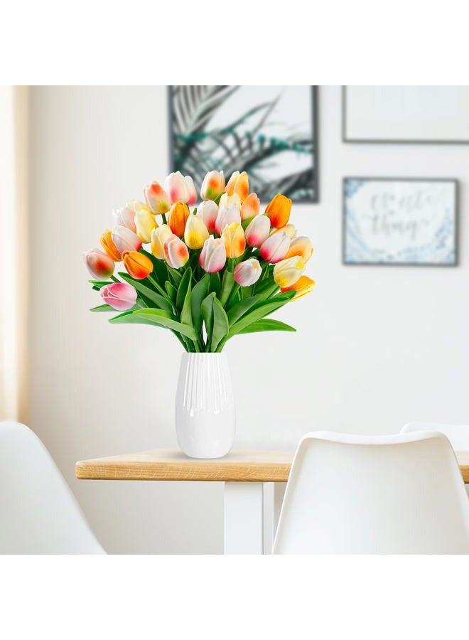 Sggvecsy 30 Pcs Fake Tulips Artificial Flowers Real Touch PU Faux Flowers Tulip Stems for Wedding Floral Arrangement Spring Bouquet Home Party Office Decorations for Mother's Day (Multi Colors) - Image 2