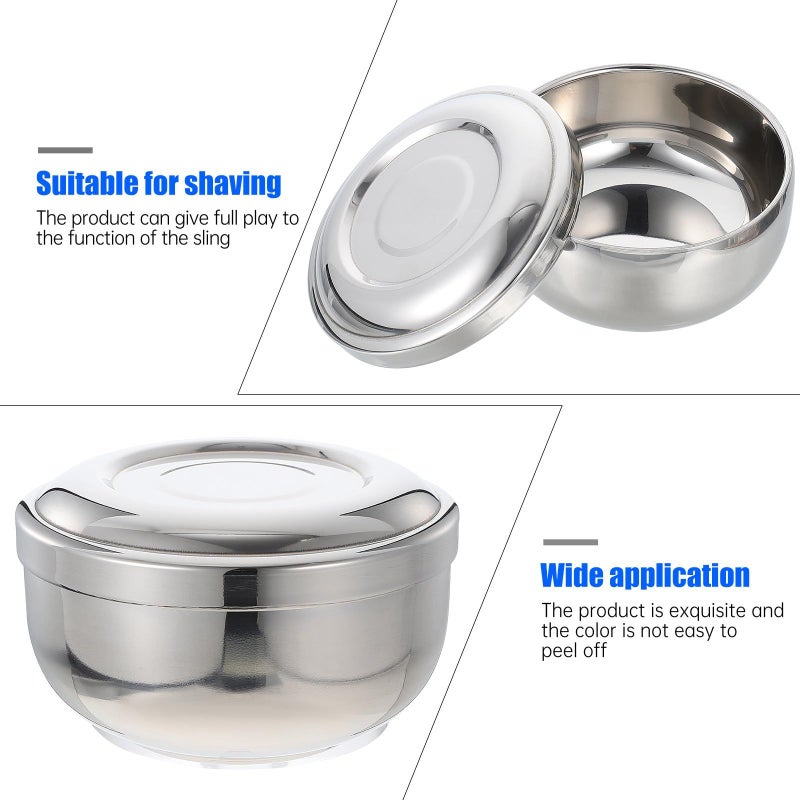 Stainless Steel Shaving Soap Bowl With Lid Mens Wet Shave Foaming Container - Image 4