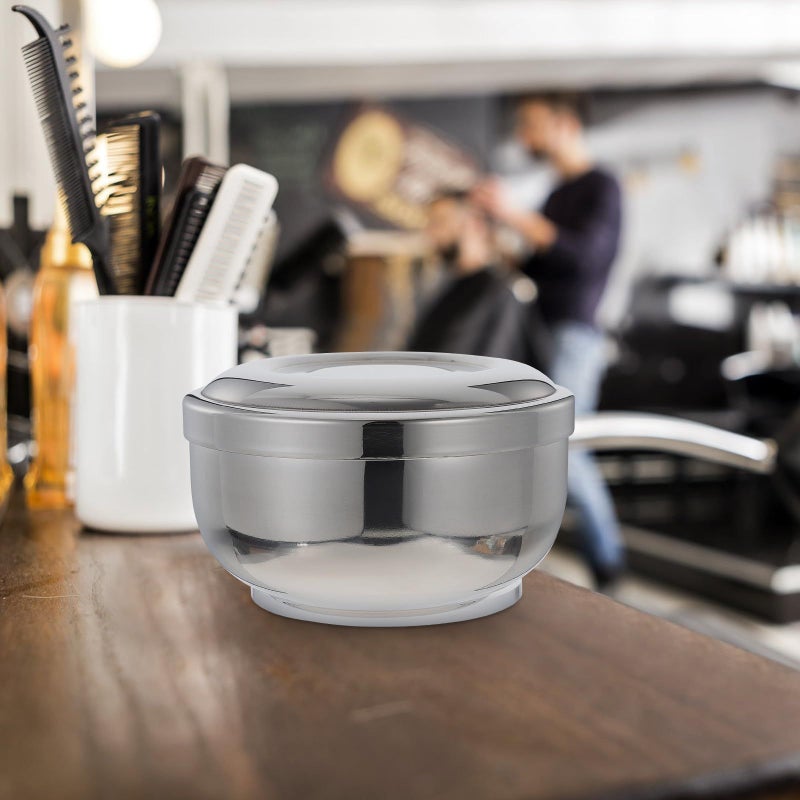 Stainless Steel Shaving Soap Bowl With Lid Mens Wet Shave Foaming Container - Image 5