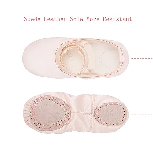 Stelle Ballet Shoes for Girls Satin/Ribbons Ballet Slippers Dance Shoes(Toddler/Little/Big Kids)(Ballet Pink,13ML) - Image 3