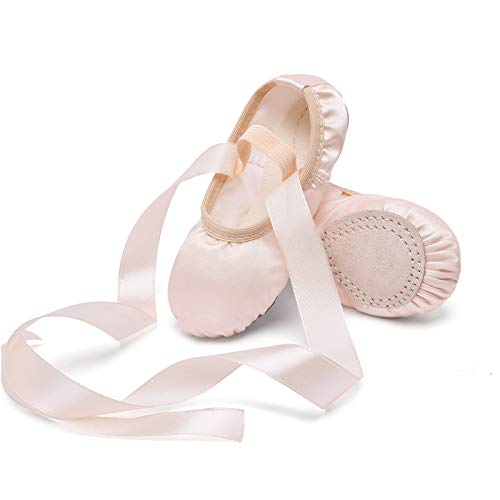 Stelle Ballet Shoes for Girls Satin/Ribbons Ballet Slippers Dance Shoes(Toddler/Little/Big Kids)(Ballet Pink,13ML) - Image 1