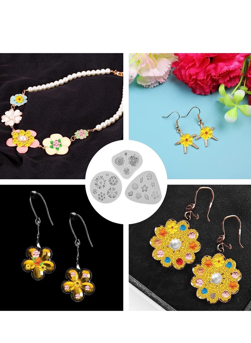 سيوسي 3Pcs Rose Flower Silicone Molds Sunflower Daisy Leaf Polymer Clay for Earring Pendant Crafting Chocolate Fondant Cake Cupcake Toppers - Image 3