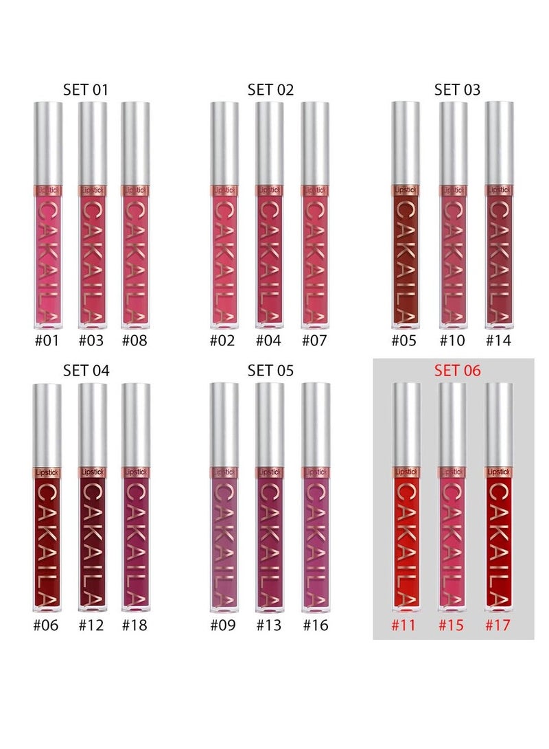 KASTWAVE Velvet Matte Lip Gloss Lip Stick Makeup for Women, 3Pcs Matte Lipsticks Sets, Long Lasting Waterproof Non-Stick Cup Non-Drying 24 Hours (Pink, Bright Red, Dark Red) - Image 2