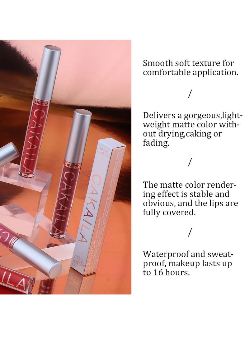 KASTWAVE Velvet Matte Lip Gloss Lip Stick Makeup for Women, 3Pcs Matte Lipsticks Sets, Long Lasting Waterproof Non-Stick Cup Non-Drying 24 Hours (Pink, Bright Red, Dark Red) - Image 4