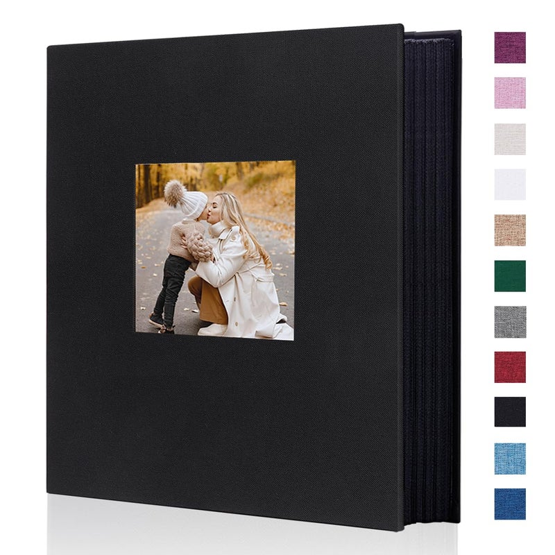 Artmag Fabric Photo Photo ألبوم 4 × 6 400 سعة كبيرة لألبوم ألبوم بياضات زفاف العائلة يحمل 400 صورة رأسية (400 جيوب أسود)