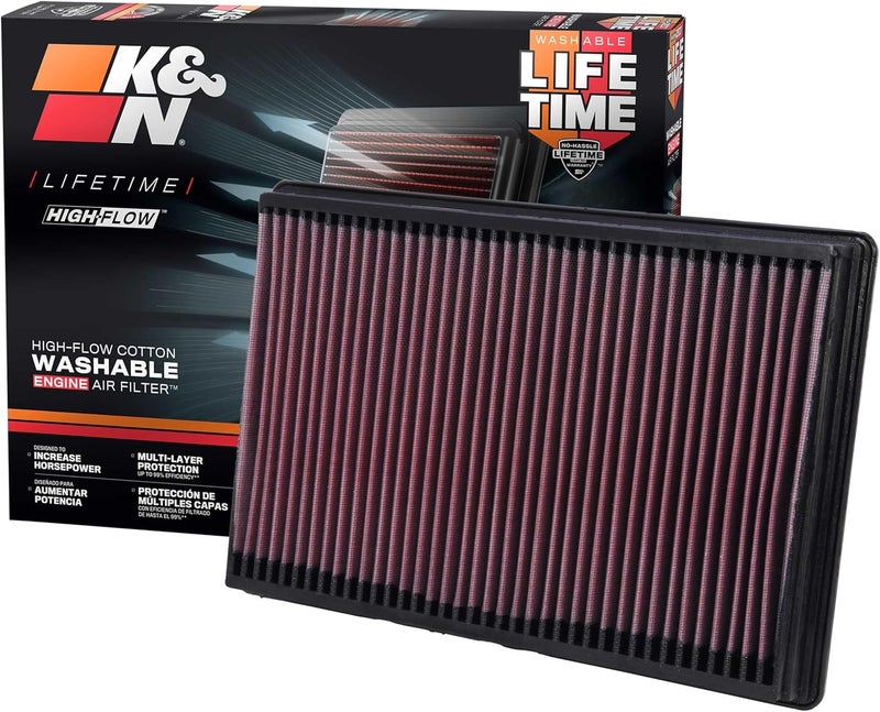 K&N فلتر هواء المحرك الأصلي KN HighFlow لزيادة القوة قابل للغسل متوافق مع 2002-2025 دودج رام 1500 2500 3500 4500 5500 332247 - Image 1