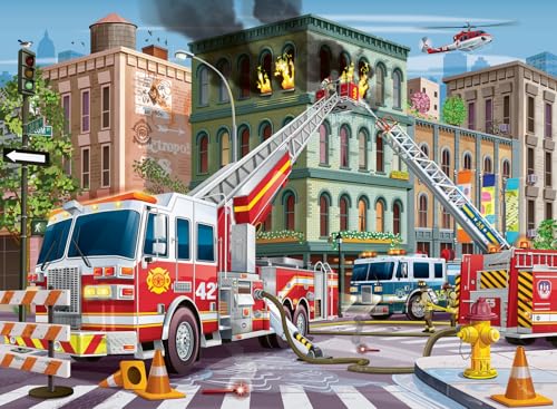 Ravensburger Fire Truck Rescue 100 Piece XXL Jigsaw Puzzle for Kids Unique and Perfectly Fitted Pieces Colorful Design with Matte Finish Educational and Fun Toy - Image 1
